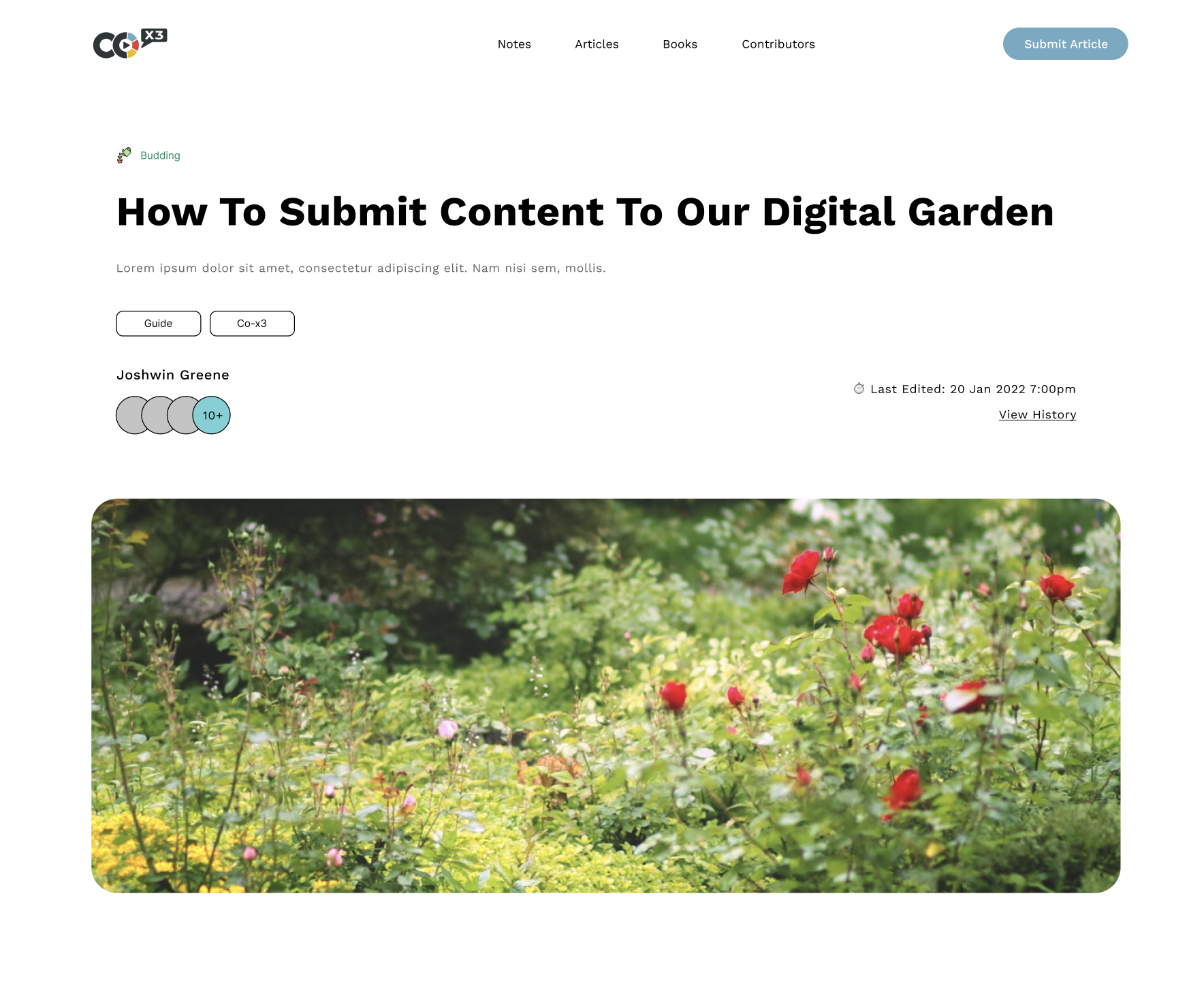 content page mockup